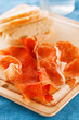 Photo: Platter of serrano jamon Cured Meat and ciabatta Platter of serrano jamon Cured Meat and ciabatta