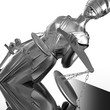 Themis statue and handcuffs over white background
