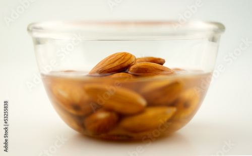 Photo: Almonds being activated in water Almonds being activated in water