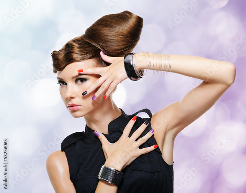 Photo: Beautiful glamour girl with creative hairstyle Beautiful glamour girl with creative hairstyle