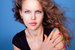 attractive feminine with long hair and makeup