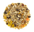 Pile of muesli isolated on white background