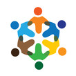 Concept vector graphic- colorful school kids playing icons(signs