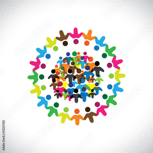 Vector: Concept vector graphic- social network of colorful people icons( Concept vector graphic- social network of colorful people icons(