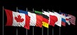 Illustration: Flags of G8 members on black background Flags of G8 members on black background