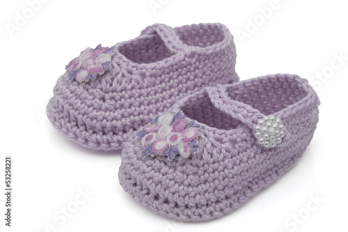 Photo: Lavender Hand-made baby booties Lavender Hand-made baby booties