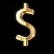 Golden  sign isolated on black with clipping path