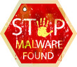 malware / computer virus warning sign, vector