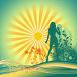 Female,silhouette and design elements .