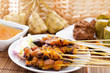 Chicken satay and ketupat