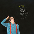 Nerd geek businessman student teacher angel devil chalk decision