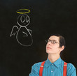 Nerd geek businessman student teacher angel devil chalk decision