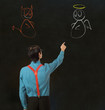 Nerd geek businessman student teacher angel devil chalk decision