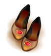 ballets flats shoes with red brooch