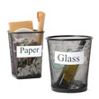 Assorted trash in bucket isolated on white