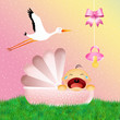 stork with baby