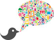 Vector: Bird with Social Media icons Bird with Social Media icons