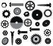 Vector materials (circular saw, tooth wheels, screws)