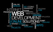 Illustration: Web development online solutions word tag cloud illustration Web development online solutions word tag cloud illustration