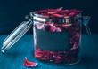 flower petals in a glass jar