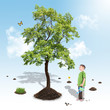 Foto: Boy Growing Nature Tree in White Garden Boy Growing Nature Tree in White Garden