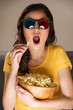 Photo: Beautiful girl watching movie Beautiful girl watching movie