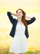 Young fashion girl at spring outdoor.