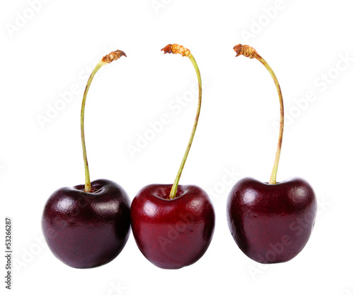 Photo: Three sweet cherries Three sweet cherries