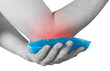 Cool ice on a swollen hurting elbow.