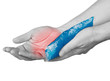Cool gel pack on a swollen hurting palm