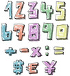 Vector: Colorful sketchy hand drawn numbers Colorful sketchy hand drawn numbers