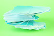 Stack of business cards, on color background