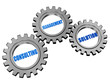 consulting, management, solution in silver grey gears