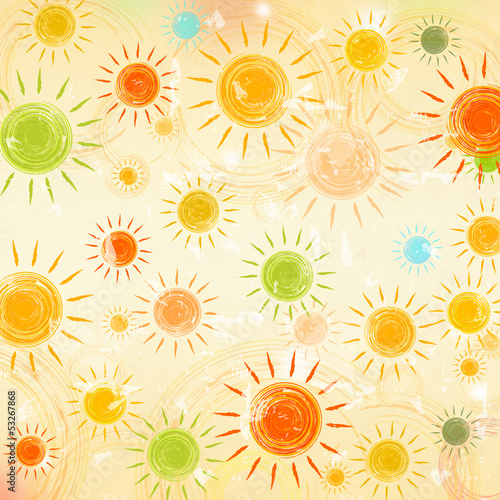 Illustration: retro summer background with motley suns retro summer background with motley suns