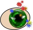 canvas print picture - Auge 3D grün mit Sternchen