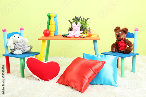Photo: Modern child's room with equipment and toys Modern child's room with equipment and toys