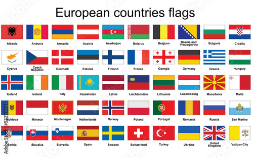 Vector: set of rectangle buttons with European countries flags set of rectangle buttons with European countries flags