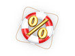 Lifebuoy and symbol of percents.