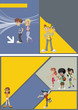 Vektor: Gray and yellow template for brochure with young people Gray and yellow template for brochure with young people