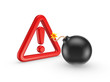 Exclamation mark and black bomb.