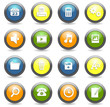 set icônes boutons ronds bureau quadri