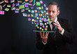 Tablet PC with cloud of application icons