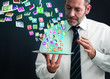 Tablet PC with cloud of application icons