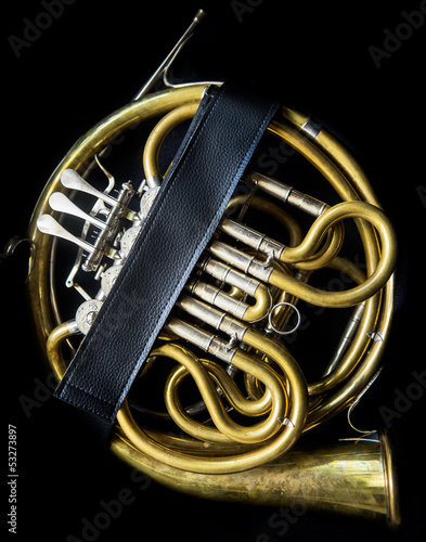 Photo: French horn in the case French horn in the case