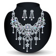 of a necklace with her wedding with precious stones