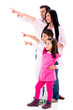 Family pointing away