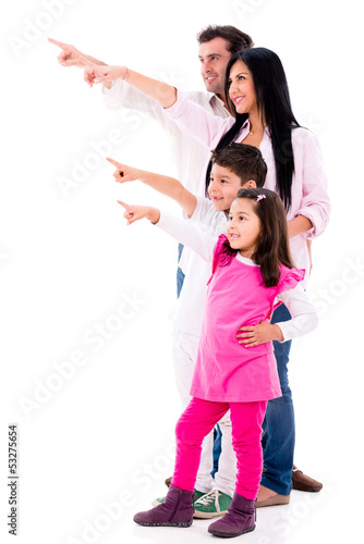 Photo: Family pointing away Family pointing away