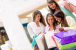 Group of shopping girls