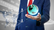 Businessman accessing global social network