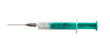 One-off medical syringe with needle isolated